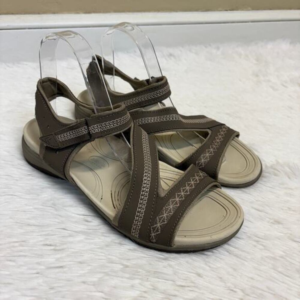 Dr. Scholls Dynomite Active Open Toe Leather Fabric Strap Sandals Women's Size 8